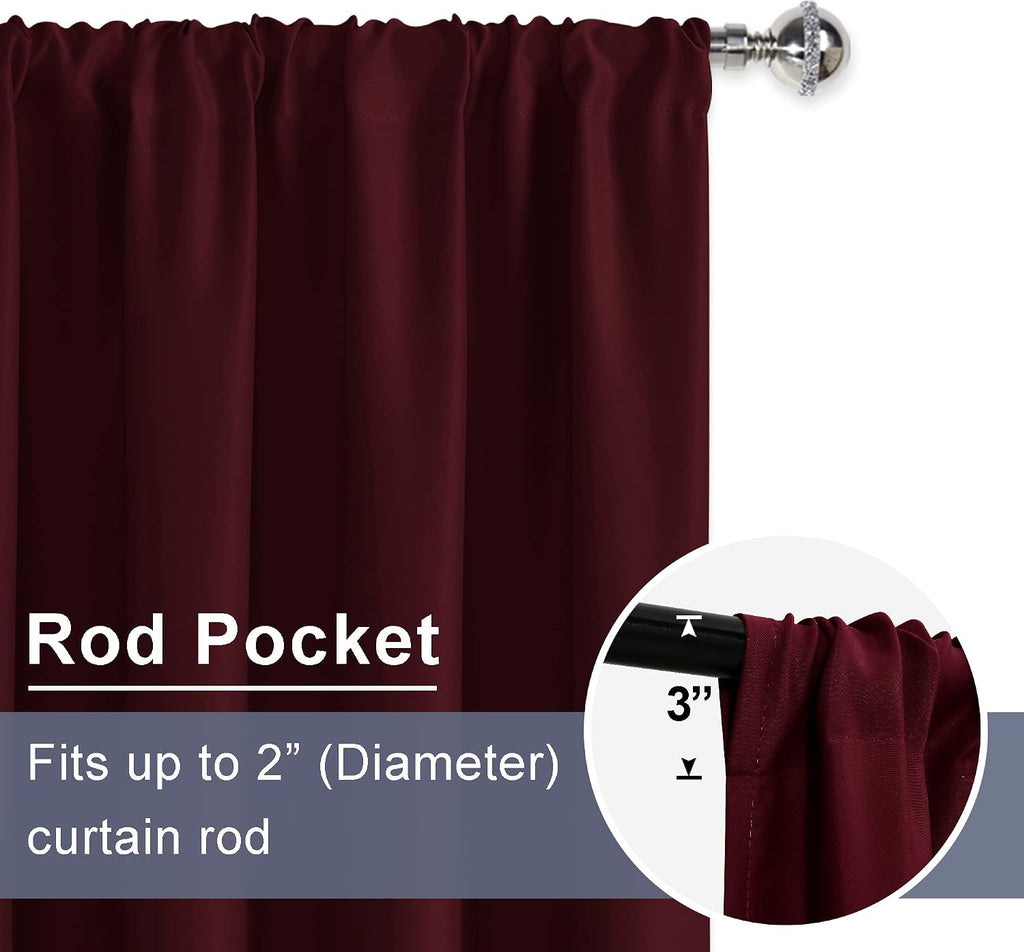 Jiuzhen Christmas Blackout Curtains for Bedroom - Thermal Insulated Room Darkening Rod Pocket Curtains for Living Room, Set of 2 Panels wit…