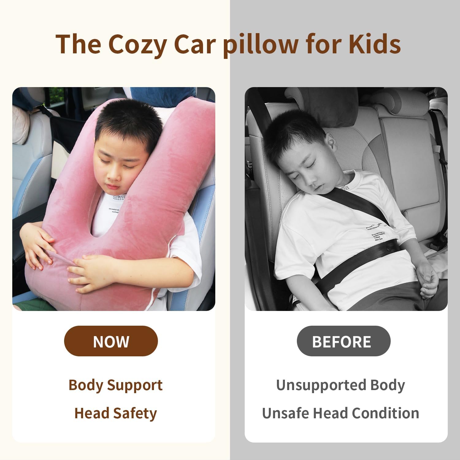 Travel Pillow for Kids & Adults, Car Pillow for Back Seat, Sleeping Support Cushion for Long Road Trips, Toddler Carseat Pillow with…