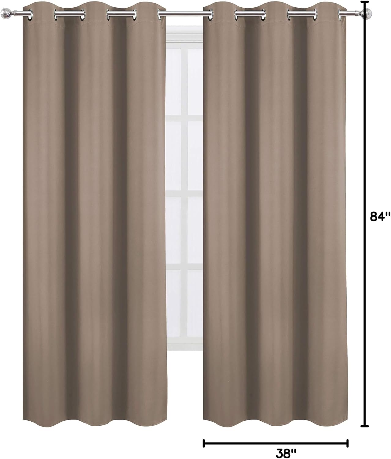 Lemomo Cappuccino Thermal Blackout Curtains/38 x 84 Inch/Set of 2 Panels Room Darkening Curtains for Bedroom 84 Inch silver