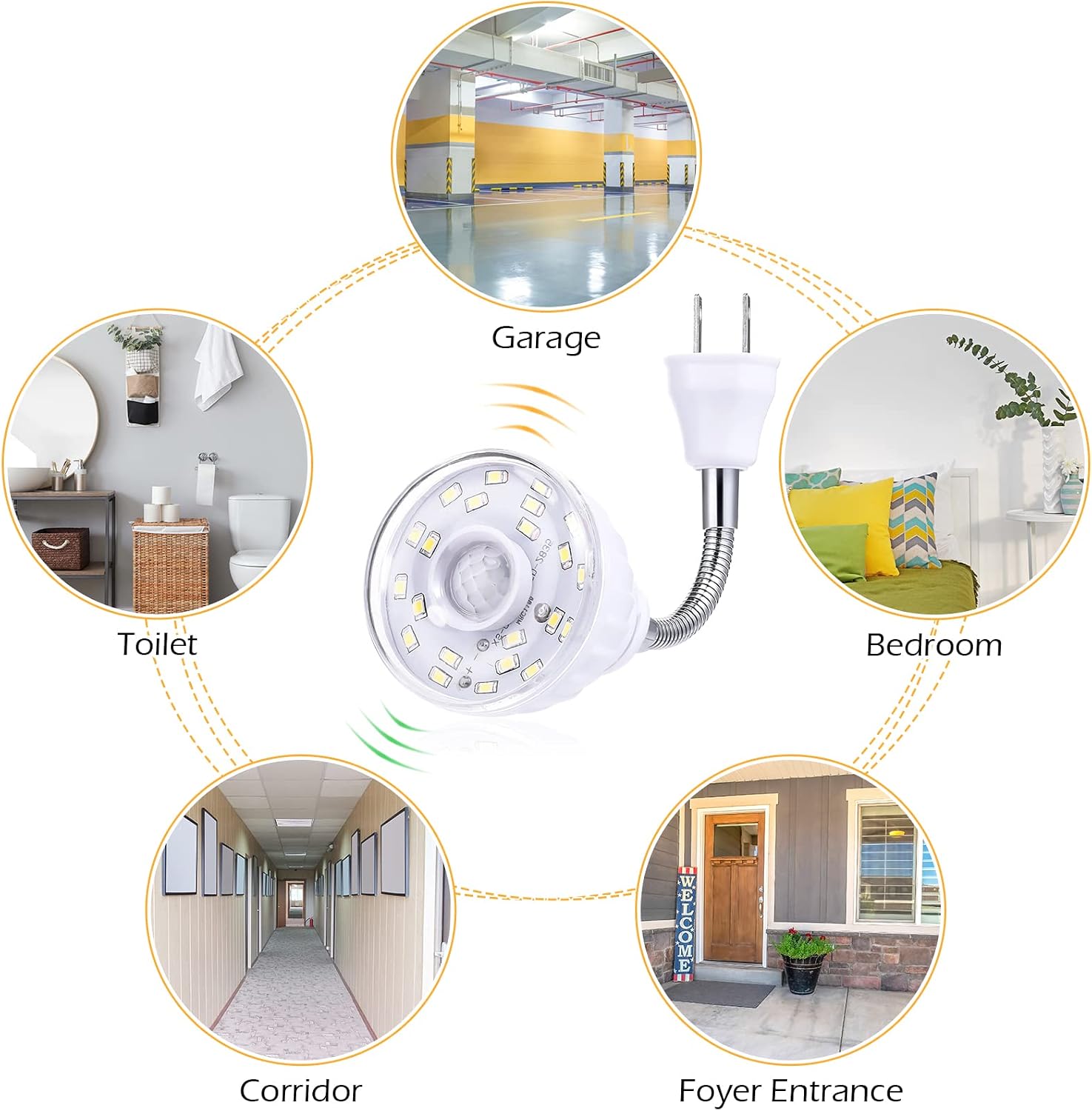 Yahenda 3 Pack Motion Activated LED Night Light Plug in Smart Dusk Dawn Sensor Light PIR Infrared Sensor Motion Detector Lamp Flexible…