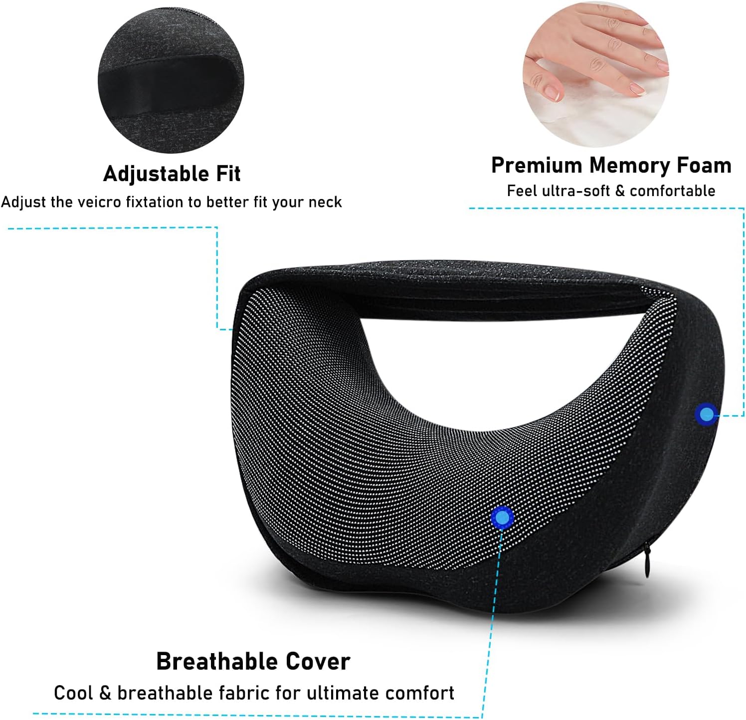 StayCoolThisSummer 3-in-1 Memory Foam Travel Neck Pillow – Adjustable, Machine Washable & Portable for Airplane, Car, Office – Converts to…