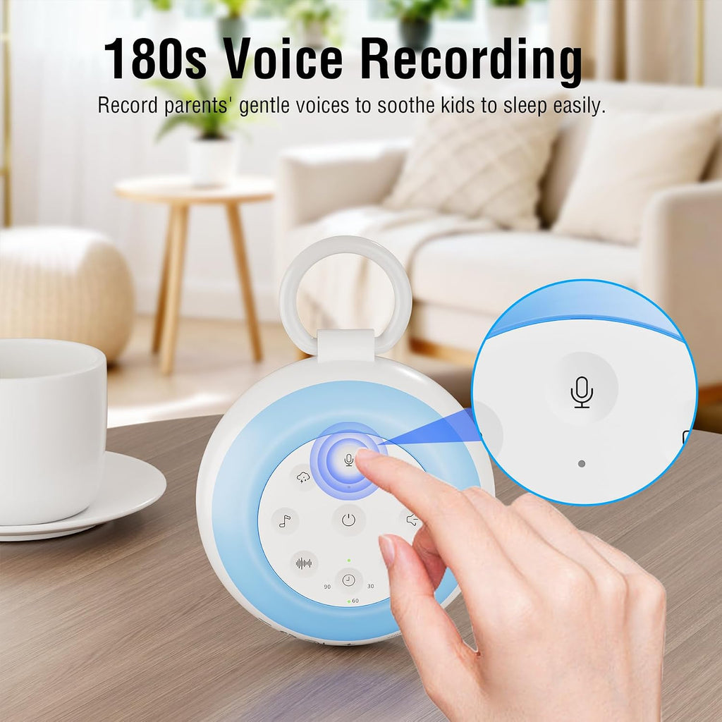 MEGATEK Sleep Sound Machine, 24 Soothing Sounds, 9 Color Dimmable Night Light, Bluetooth & 180s Voice Recording, 2000mAh Rechargeable…