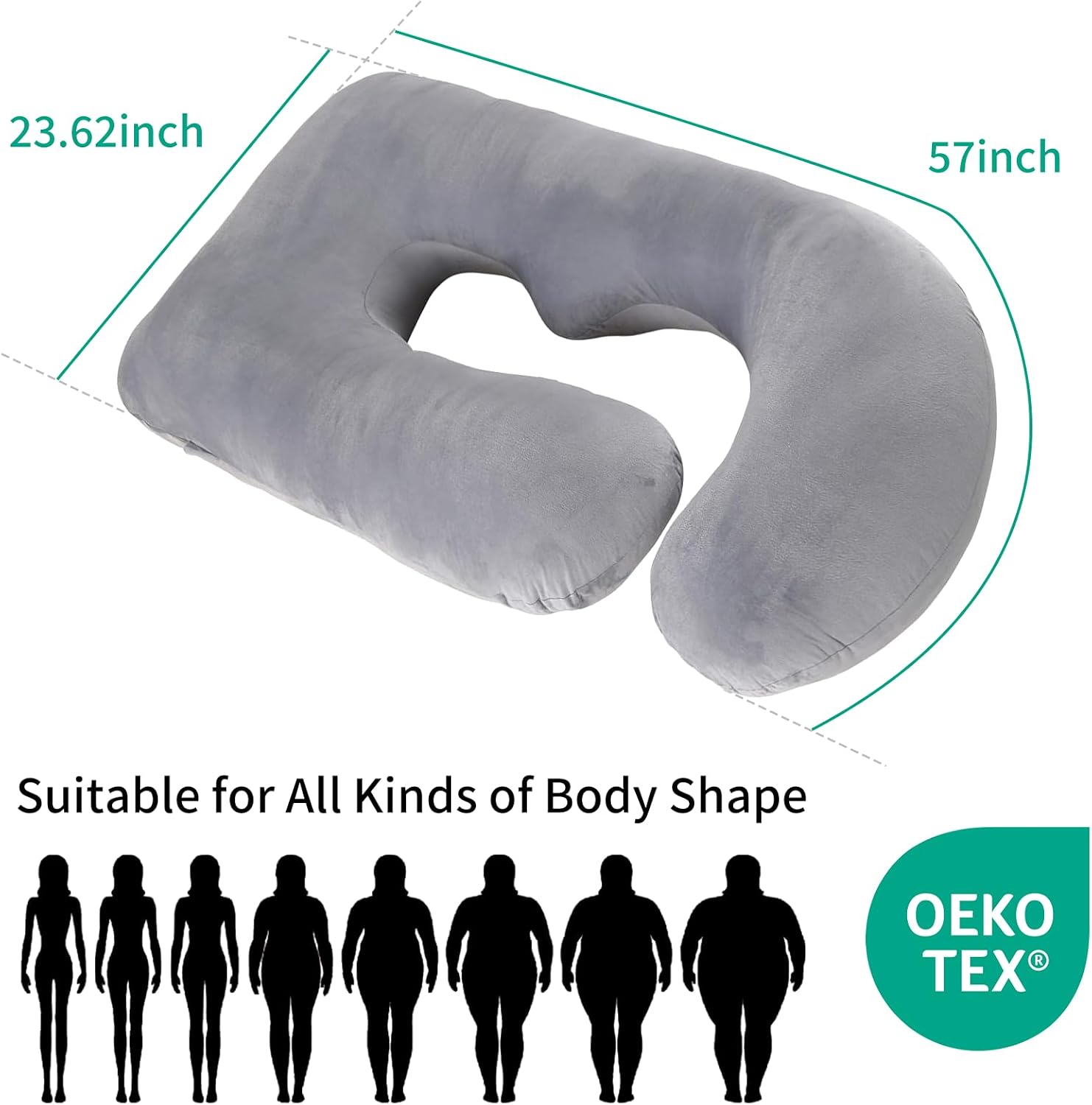 U-Shaped Pregnancy Pillow for Sleeping, Full Body Support for Back, HIPS & Belly - 57 Inch Maternity Pillow with Machine Washable Cover |…