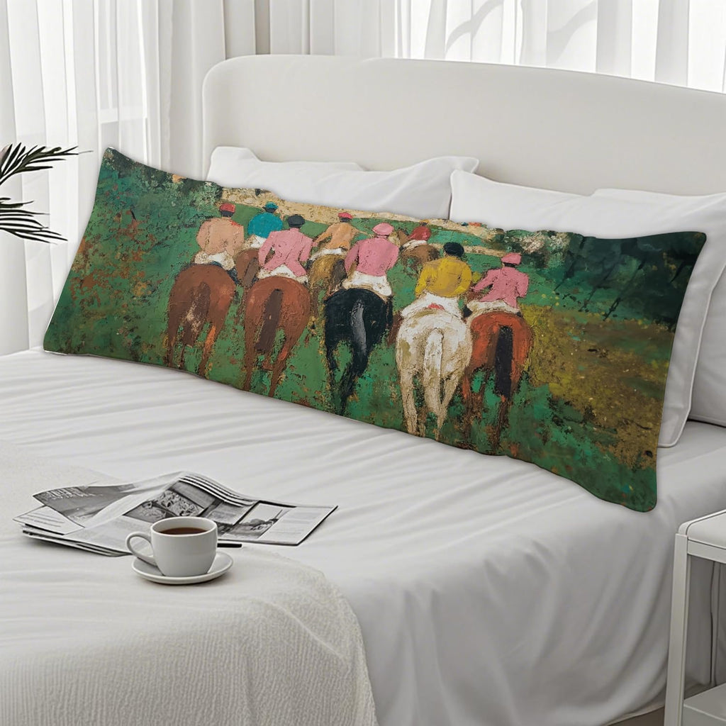 Horse Racing Equestrian 20x54 Body Pillow Cover, Abstract Modern Horse Rider Decorative Long Body Pillow Cases for Bed Couch