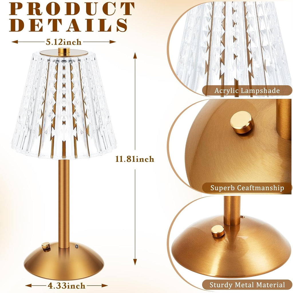 Liliful 6 Pcs Cordless Table Lamp Rechargeable Touch LED Small Gold Portable Battery Operated USB-c Desk Lamp 3 Color Dimmable for…