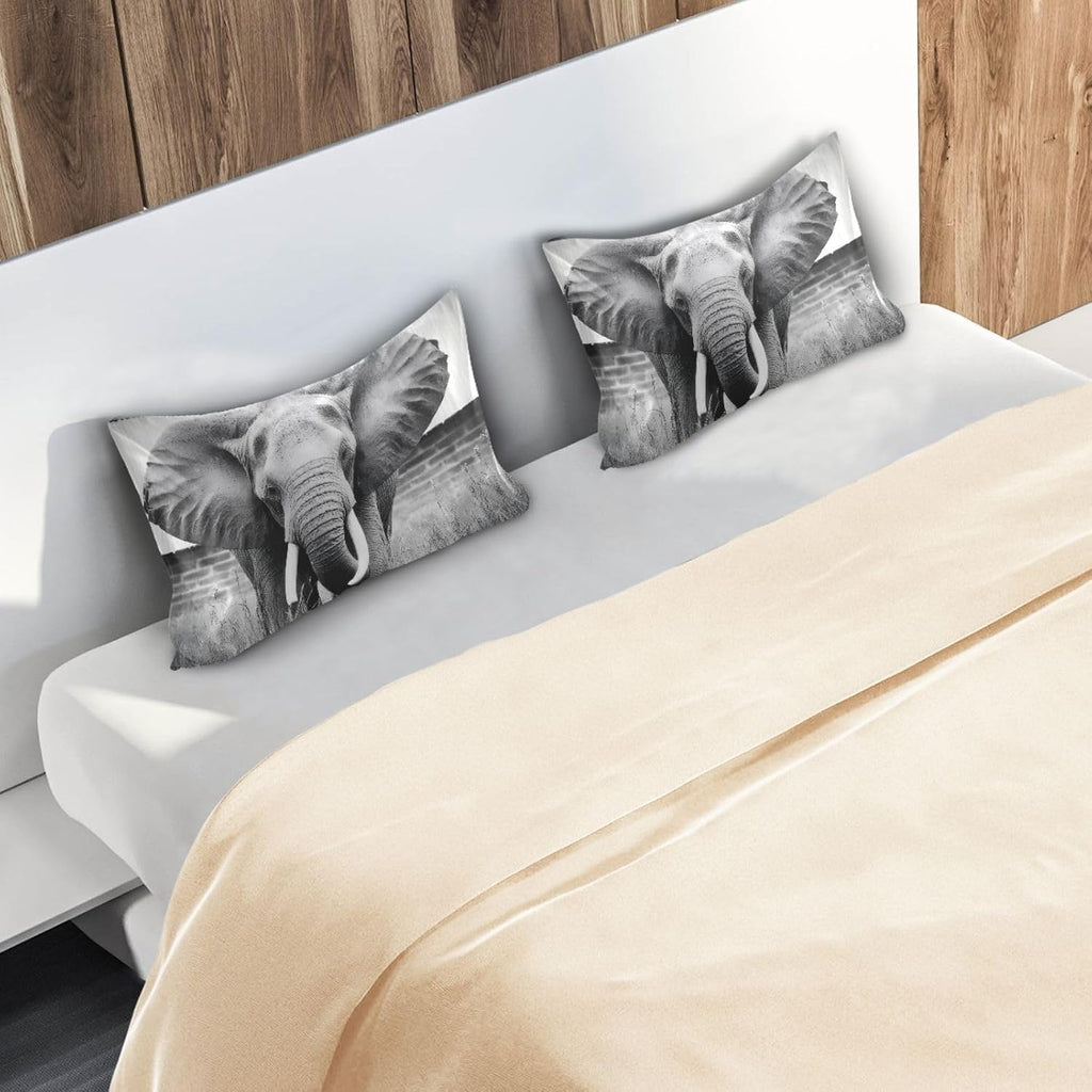 Blueangle Elephant Satin Pillowcase for Hair and Skin Silk Pillowcase, Queen Size(20x30 inches) - Satin Pillow Covers with Envelope Closure