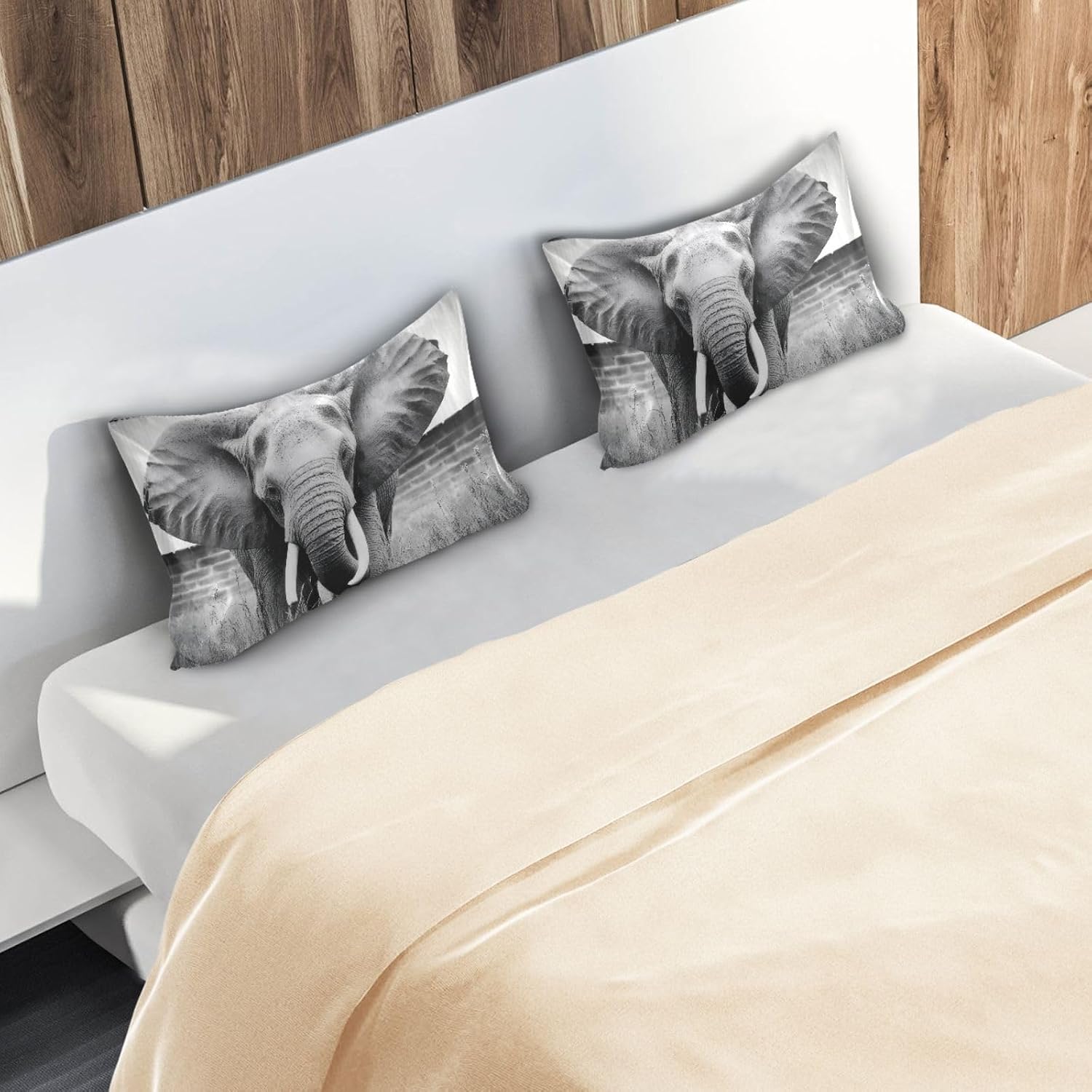 Blueangle Elephant Satin Pillowcase for Hair and Skin Silk Pillowcase, Queen Size(20x30 inches) - Satin Pillow Covers with Envelope Closure