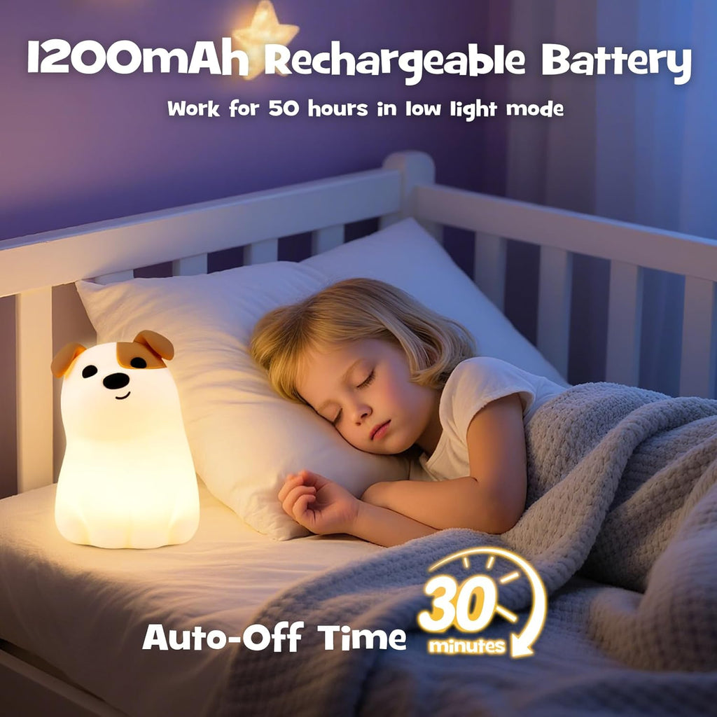 Squishy Puppy Night Light with RGB Mode 3 Brightness Adjustable Nursery Breastfeeding Nightlight Cute Novelty Smile Dog Animal Lamp…