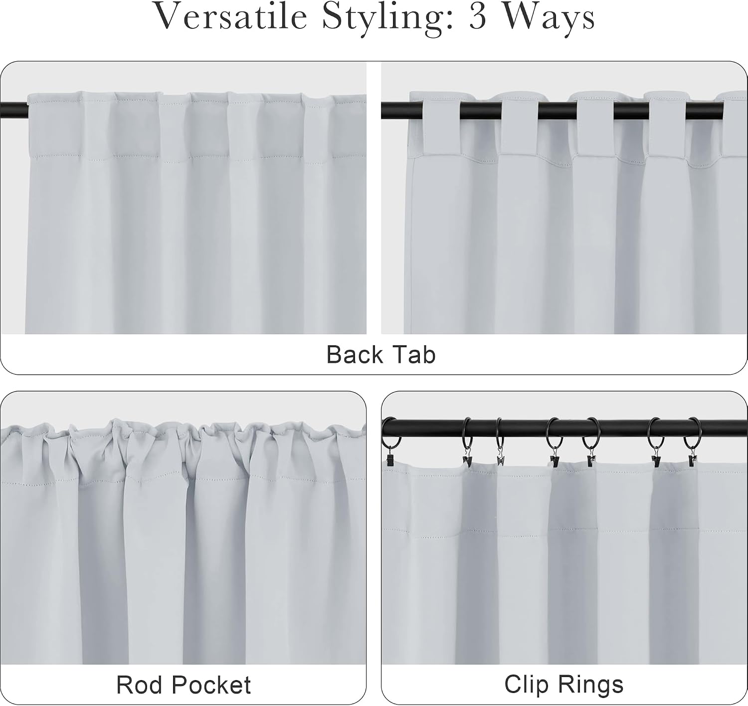 Ponydance PONY DANCE White Curtain Panels - Kitchen Curtains Room Darkening Light Blocking Energy Saving Short Drapes/Bedroom with Back Tab…