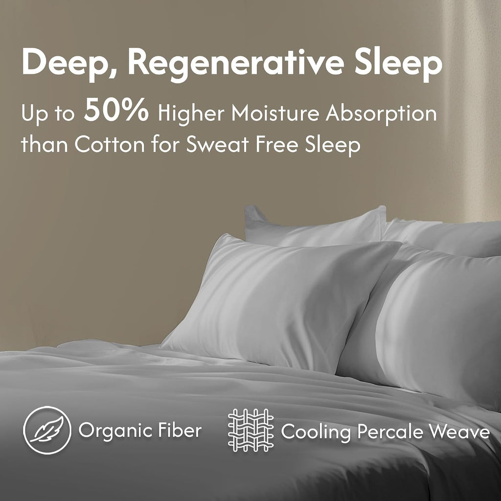 SweaveBedding 100% Egyptian Cotton Percale Pillow Cases Set - Luxurious 400 Thread Count, Breathable & Skin-Friendly Percale - Softer After…