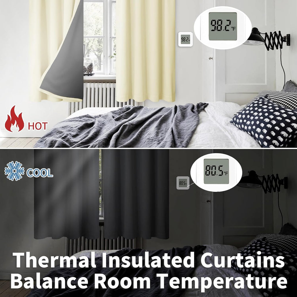 BGment 100% Blackout Curtains for Bedroom with Black Liner, Double Layer Thermal Insulated Full Room Darkening Noise Canceling Rod Pocket…