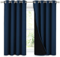 Nicetown 100% Blackout Curtains with Black Liners, Thermal Insulated Full Blackout 2-Layer Lined Drapes, Noise Cancellation Window Draperie…