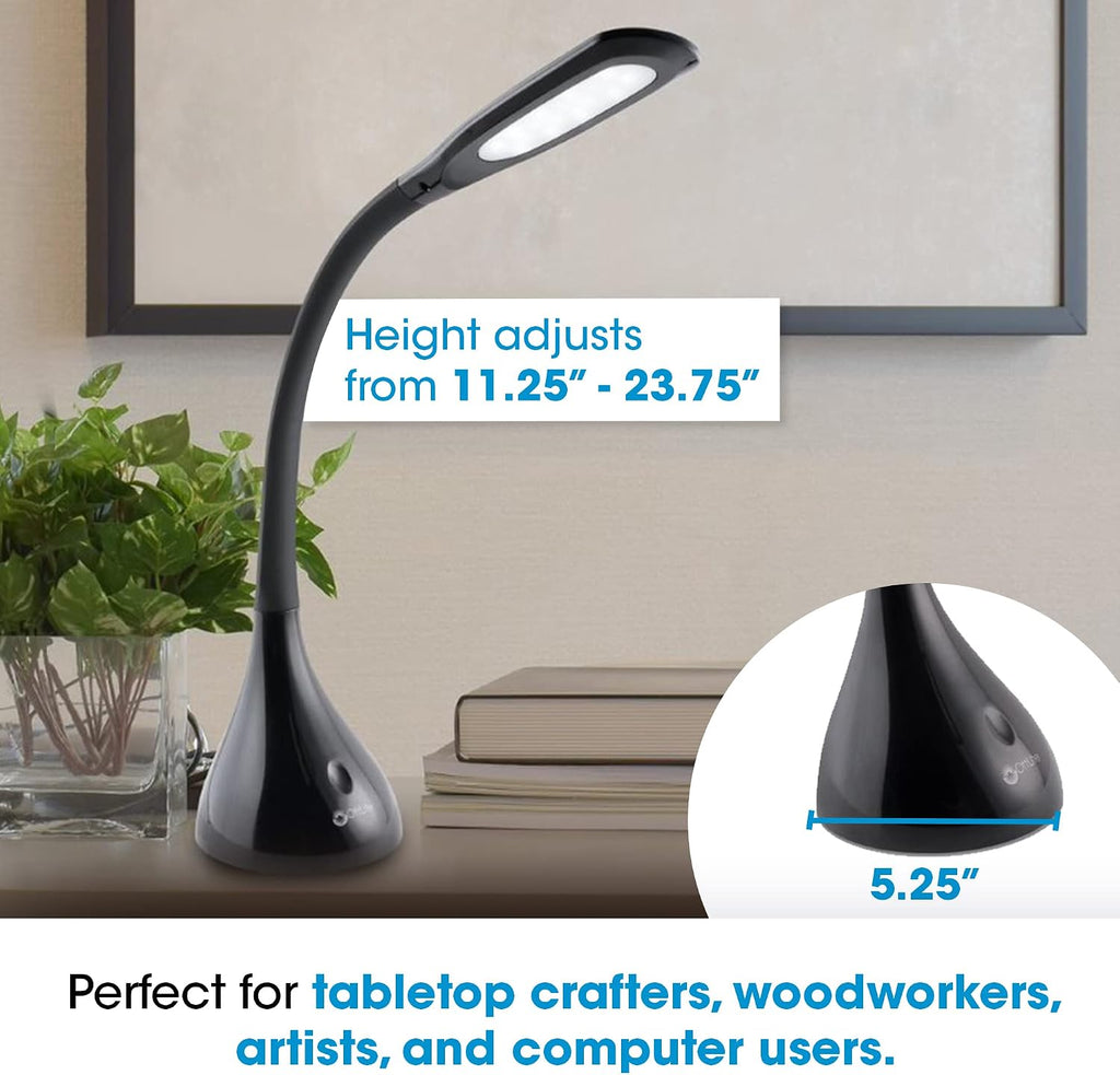 Ottlite Creative Curves LED Desk Lamp with Adjustable Neck - 4 Dimmable Brightness Settings with Energy Efficient Natural Daylight LEDs for…