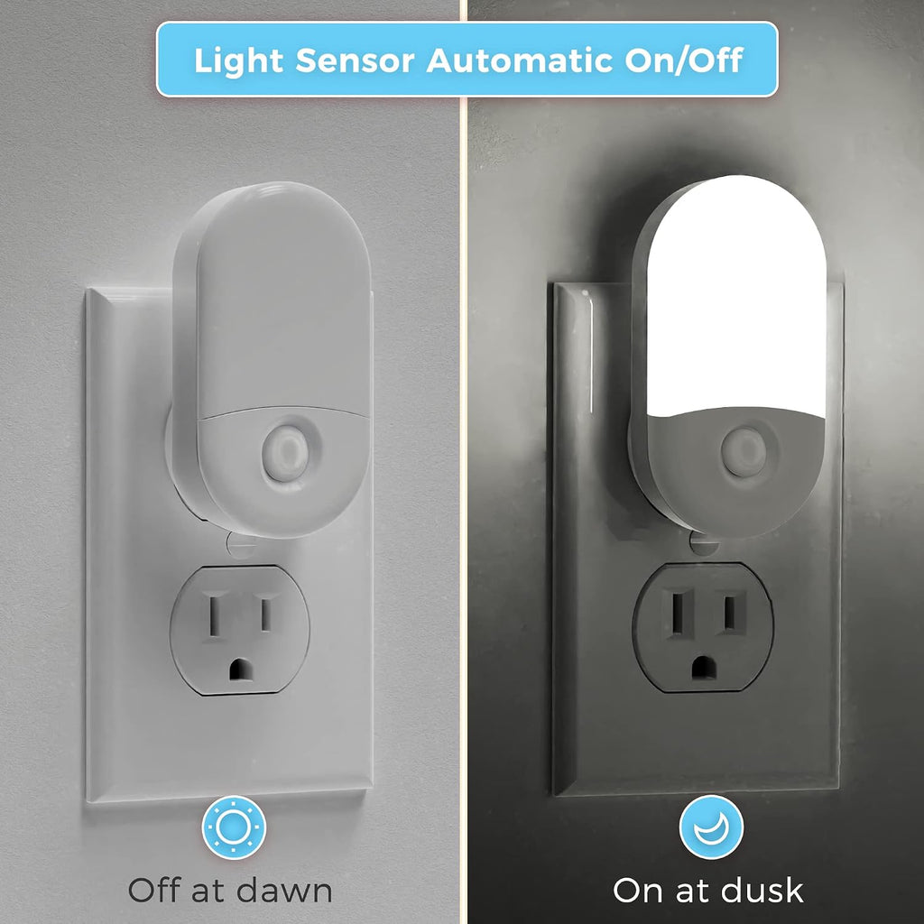 L LOHAS LED Night Light Plug in, 4 Pack 0.6W LED Night Light for Kids, Auto Dusk to Dawn Sensor Bright Nightlight, Daylight White 5000K…