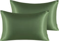 Ntbay 2 Pack Satin Queen Pillowcases for Hair and Skin, Luxurious and Silky Pillow Cases with Envelope Closure, 20x30 Inches, Olive Green 2…