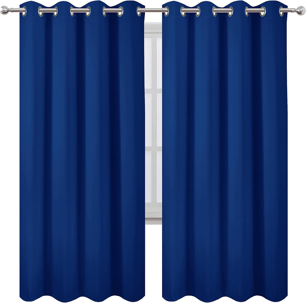 Lemomo Blackout Curtains 52 x 72 inch/Royal Blue Curtains Set of 2 Panels/Thermal Insulated Room Darkening Bedroom Curtains 72 inch Blue