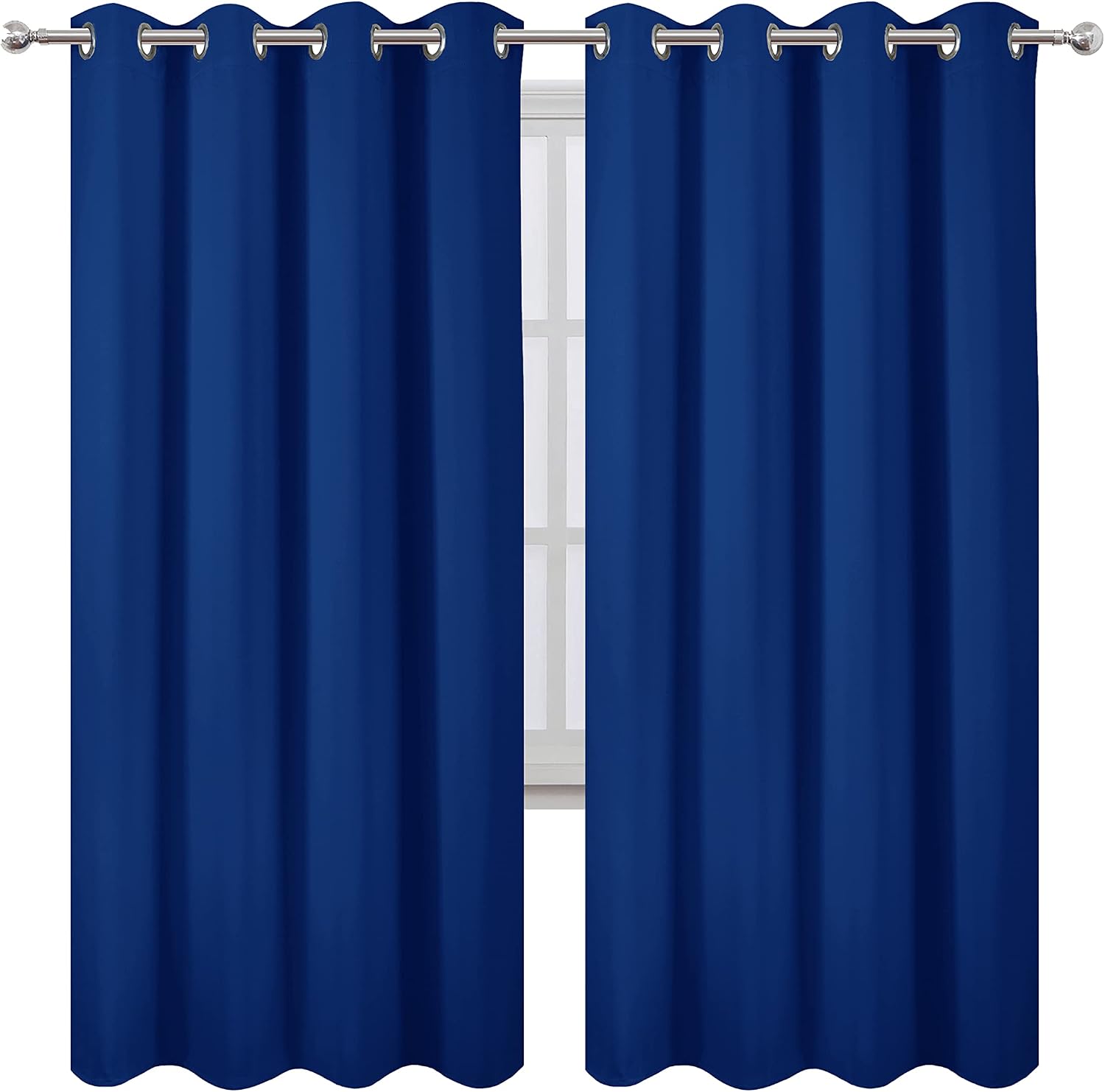 Lemomo Blackout Curtains 52 x 72 inch/Royal Blue Curtains Set of 2 Panels/Thermal Insulated Room Darkening Bedroom Curtains 72 inch Blue