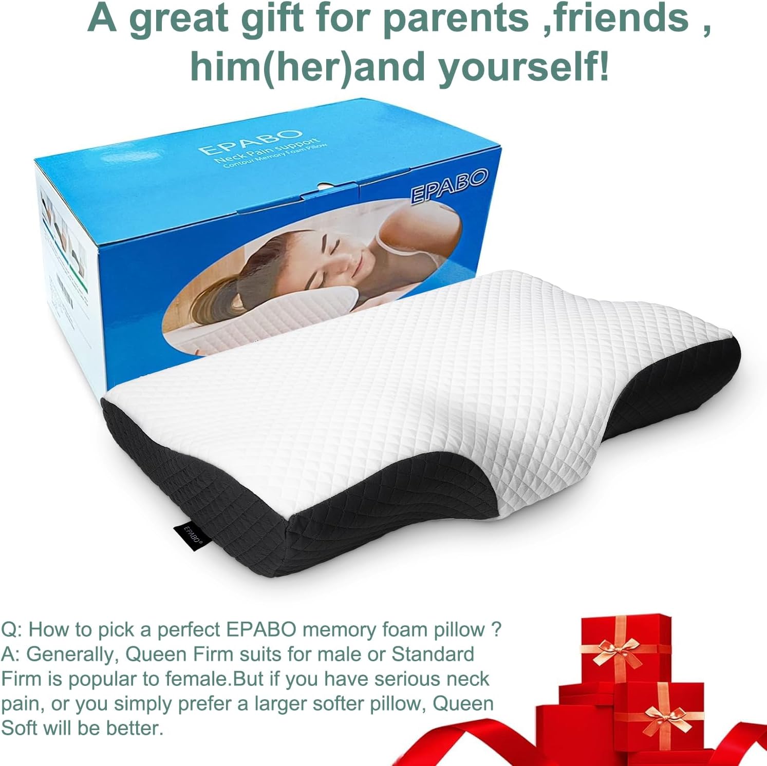 Epabo Contour Memory Foam Pillow Orthopedic Sleeping Pillows, Ergonomic Cervical Pillow for Neck Pain - for Side, Back and Stomach Sleepers…