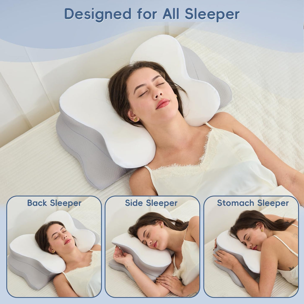 FyovaHome Cervical Neck Pillow, Ergonomic Memory Foam Pillows for Neck with Breathable Pillowcase, Adjustable Contour Neck Support Pillow f…
