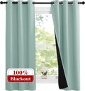 Nicetown Aqua Blue 100% Blackout Lined Curtains, 2 Thick Layers Narrow Wide Window Treatment Panels Thermal Insulated Drapes for Kitchen Sm…