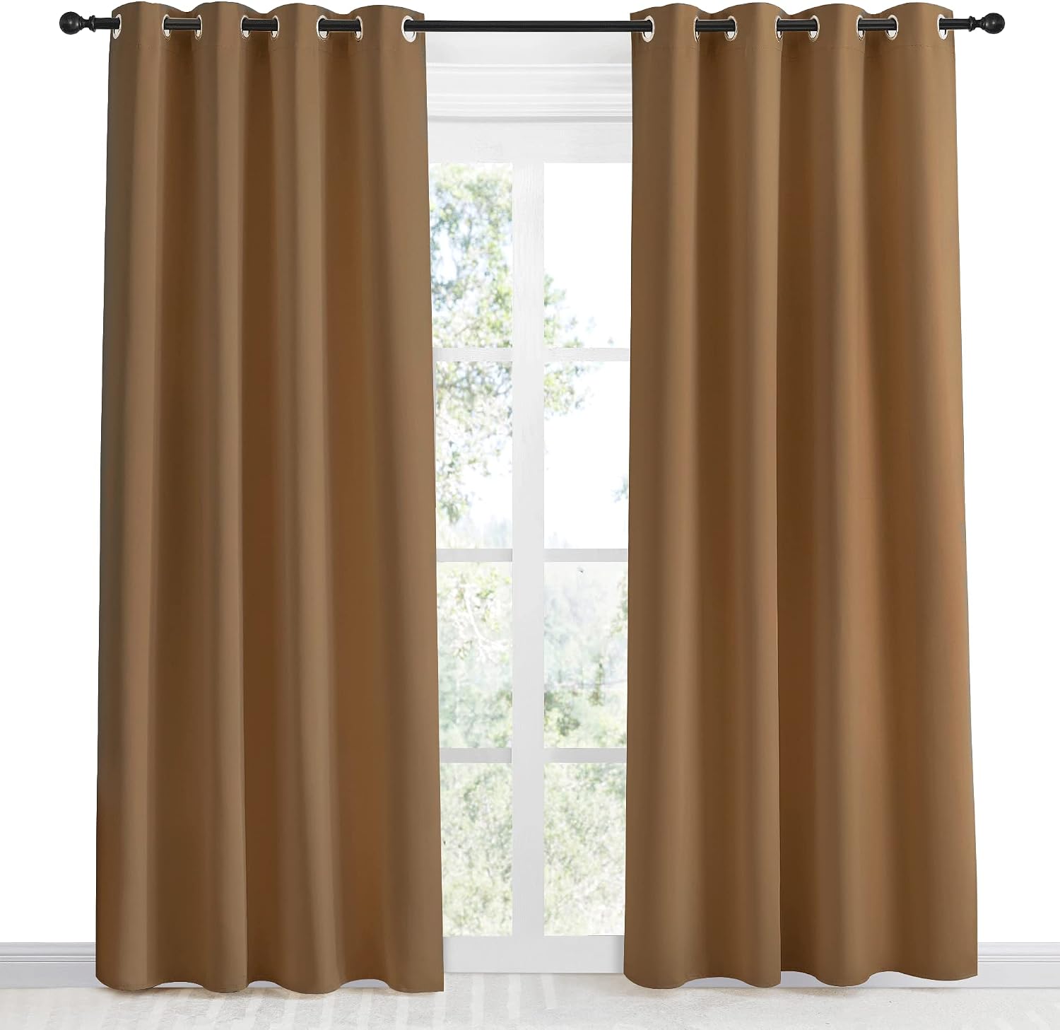 NICETOWN Gold Brown Curtain 86 inch Long, 1 Panel, W55 x L86, Grommet Blackout Thermal Insulated Room Darkening Sound Reducing Window…
