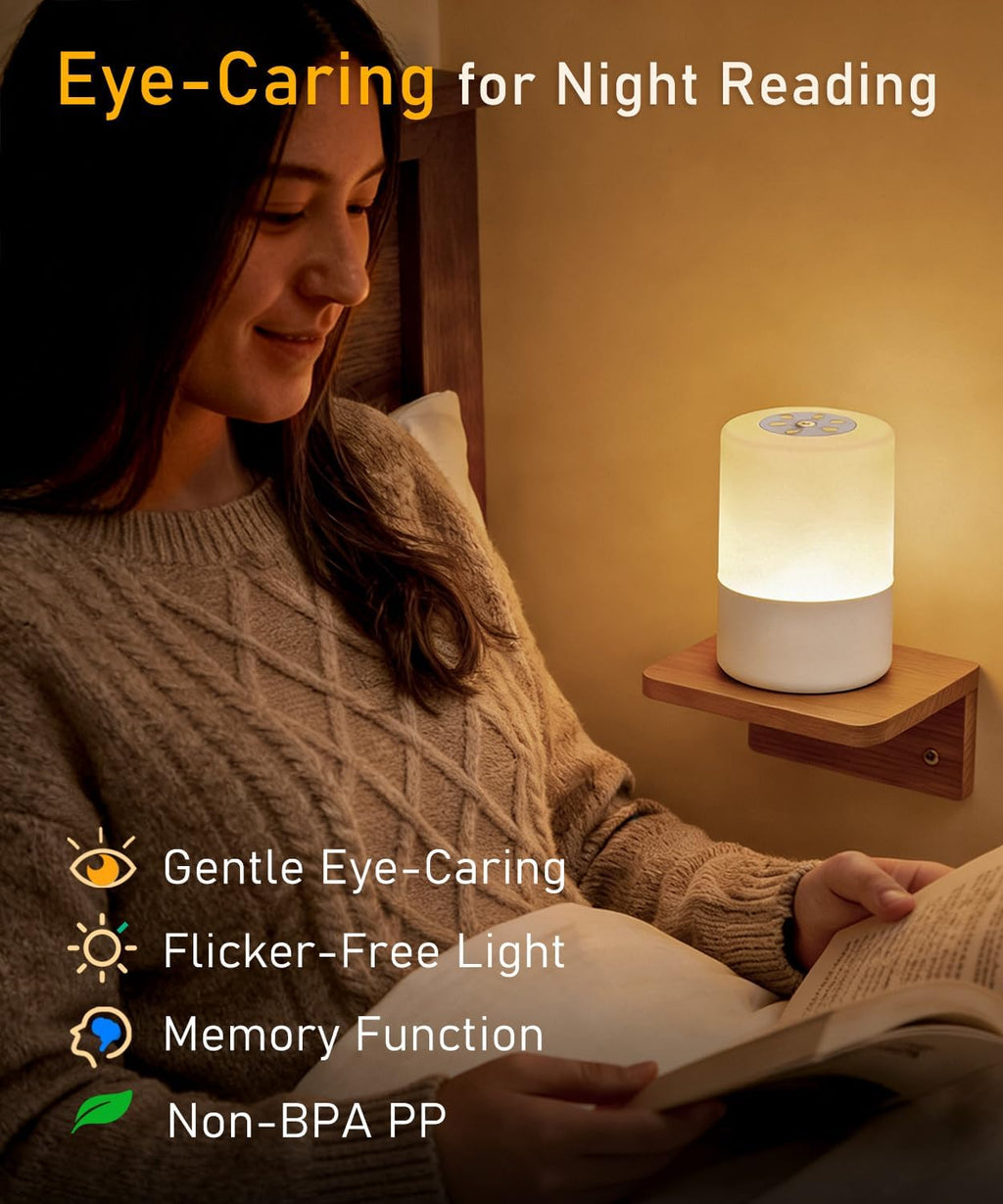 Portable Baby Night Light, Dimmable and 3 Light Color Touch Nursery Lamp, Soft Eye Caring, Rechargeable Cordless LED Night Light for Kids…