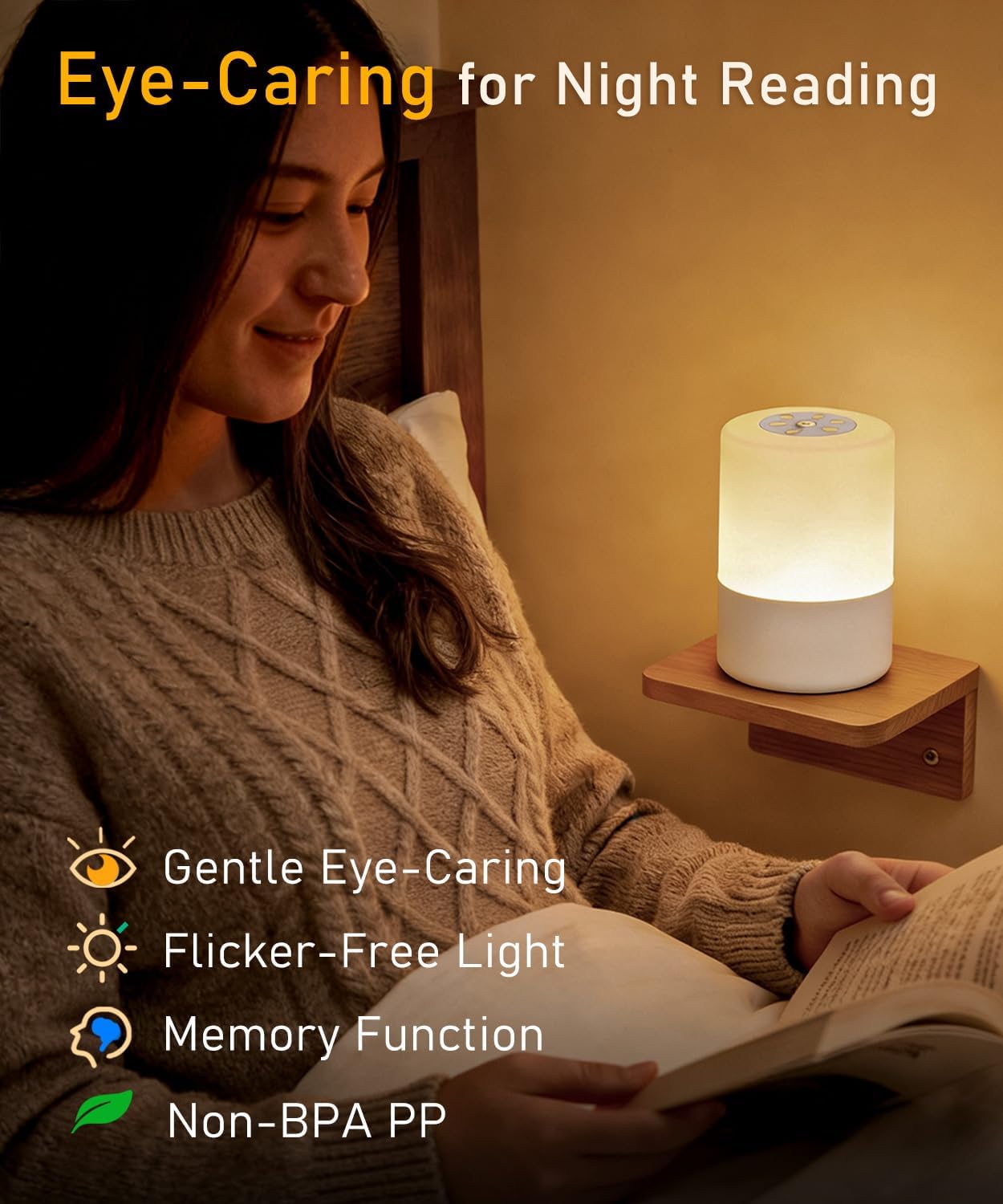 Portable Baby Night Light, Dimmable and 3 Light Color Touch Nursery Lamp, Soft Eye Caring, Rechargeable Cordless LED Night Light for Kids…