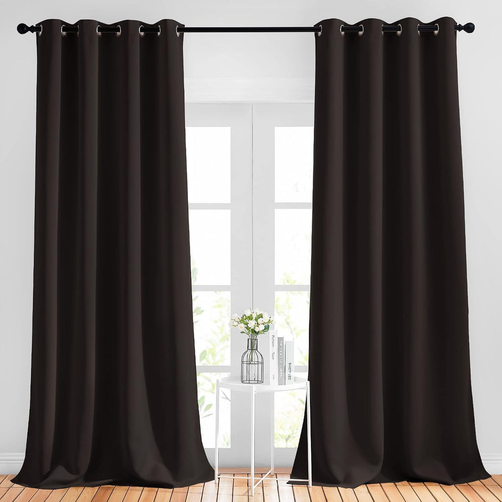 Nicetown Blackout Thick Window Curtains - (W52 x L108, Brown, 2 Panels) Thermal Insulated Grommet Drape Panels for Bedroom and Living Room…