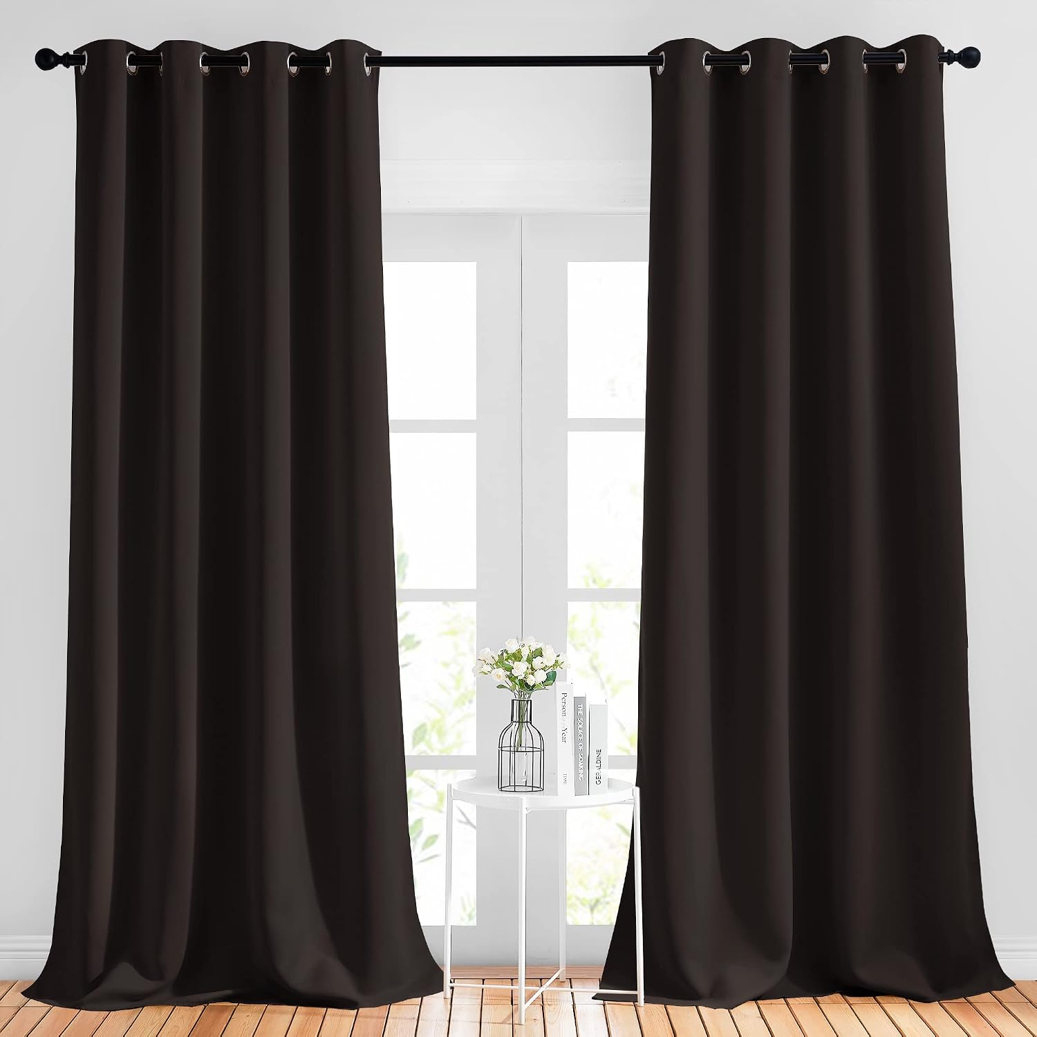 Nicetown Blackout Thick Window Curtains - (W52 x L120, Brown, 2 Panels) Thermal Insulated Grommet Drape Longer Panels for Bedroom and Livin…