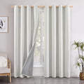 YoungsTex Ivory Linen Blackout Curtains 84 Inch Length for Bedroom, Thermal Insulated Black Out Drapes Room Darkening with Grommet Energy S…