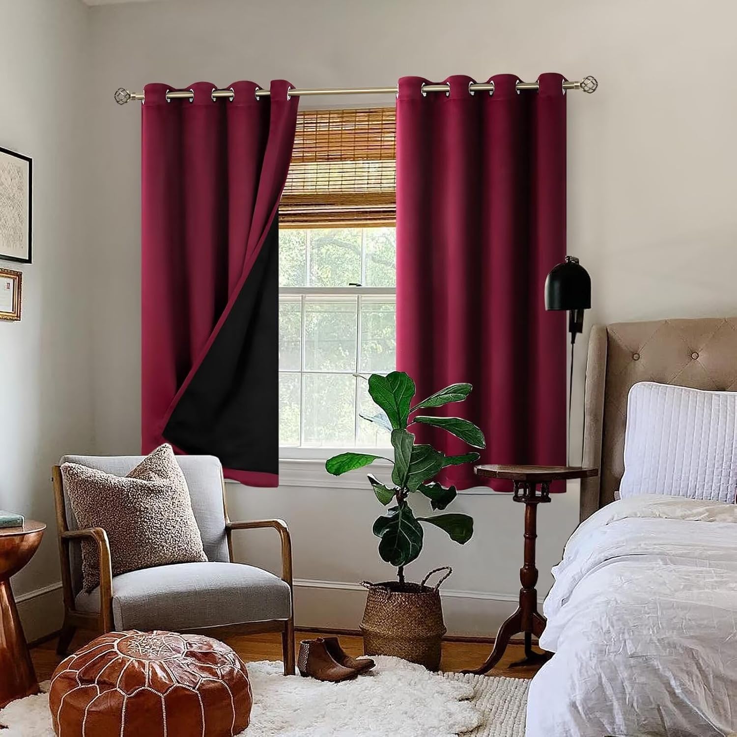 BGment Short 100% Blackout Curtains for Bedroom, Thermal Insulated Lined Energy Efficiency Noise Reducing Grommet Curtains 54 Inch Length f…