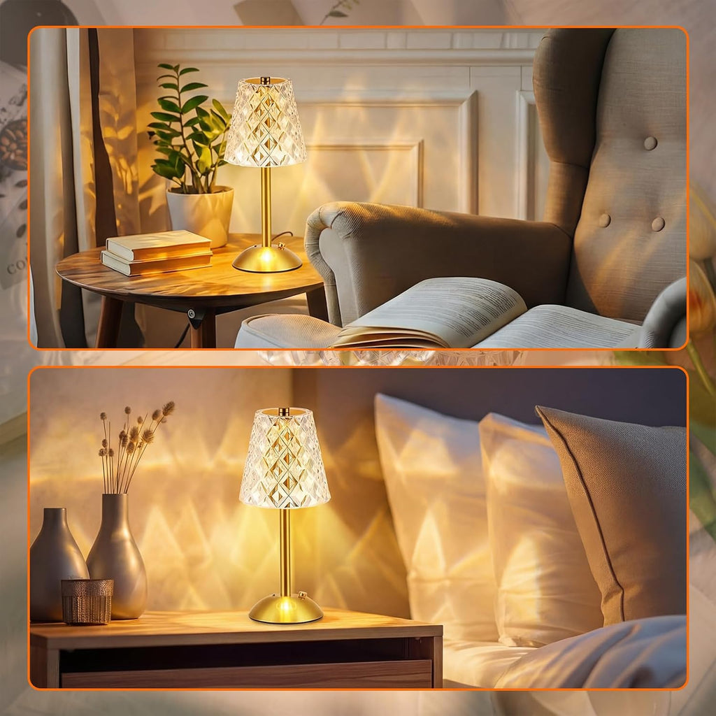 Liliful 2 Pcs Cordless Table Lamp Rechargeable Touch LED Small Gold Portable Battery Operated USB-c Desk Lamp 3 Color Dimmable for…
