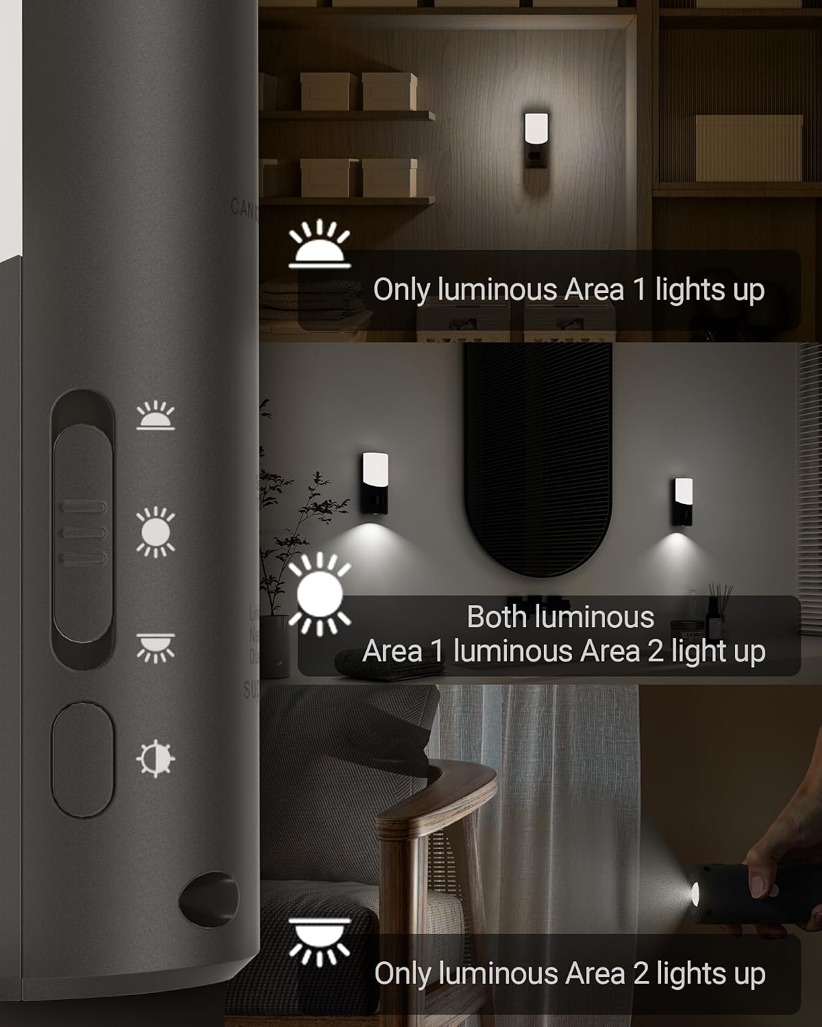 Lyridz Rechargeable Battery Night Light with Motion Sensor, LED Stick-on Dimmable Night Light Indoor for Wall, Bathroom, Bedroom, Stairs…