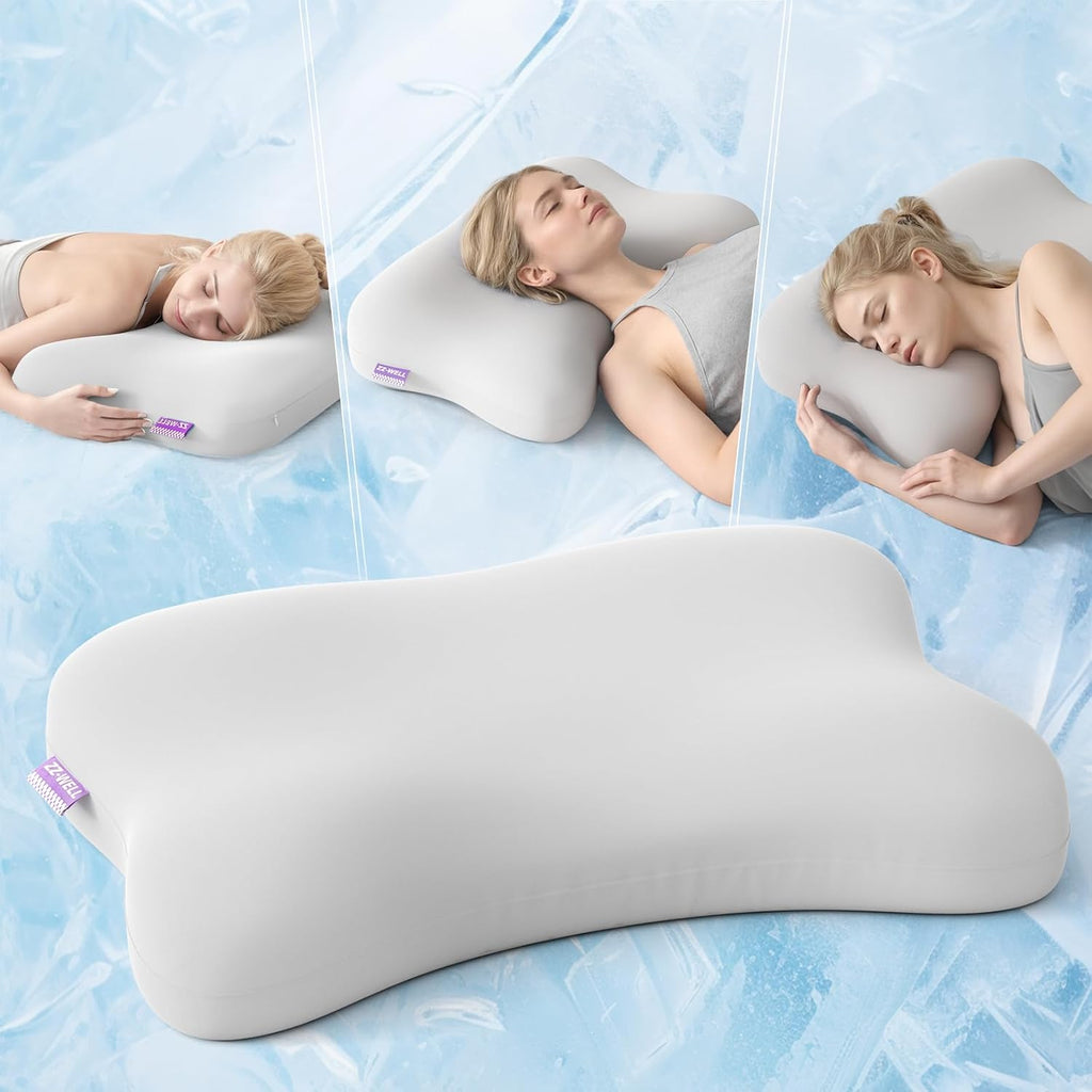 Zz-Well Side Sleeper Pillows - Patented Cervical Neck Pillow for Sleeping with Cooling & Removable Cover- High Loft Heavy Density Memory Fo…
