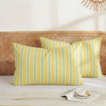 Merryword Queen Size Pillowcases, 100% Cotton Pillow Cases, Yellow and Green Striped Pillowcases, Soft Breathable Ribbon Stripe Pillow Cove…