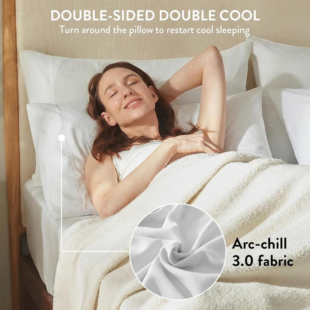 SureFitInc Surefit Washed Ultra-Chill Cooling Pillowcase Set of 2 for Hot Sleepers, Crisp and Silky Pillow Cover with Envelope Closure, Que…
