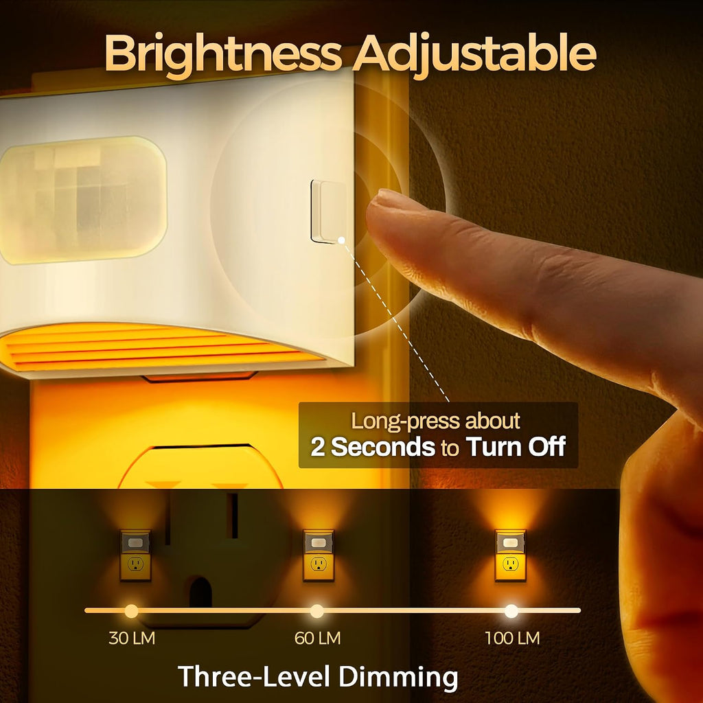 DORESshop LED Night Light[4 Pack], Night Lights Plug into Wall, Dimmable Plug in Night Light with Motion Sensor, Dusk to Dawn Sensor…