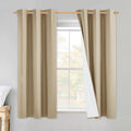 NICETOWN 100% Absolutely Blackout Linen Curtains with Thermal Insulated White Liner, Camel, 34" Wide by 60" Long, 2 Pieces, Linen Blend…
