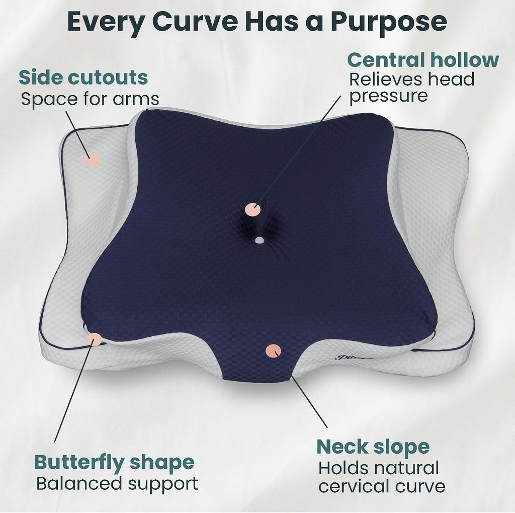 piluxx Cervical Neck Pillow for Sleeping – Cooling Memory Foam Cervical Pillow for Side Sleepers and Back Sleepers – Contour Ergonom…