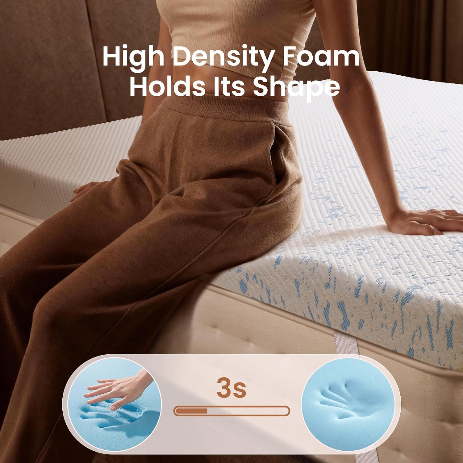 OhGeni 3 Inch Cooling Twin Size Gel Memory Foam Mattress Topper Pad, Soft Bed Cover with Anti-Slip Base & Zipper, Fits 6"-19" Mattresses…
