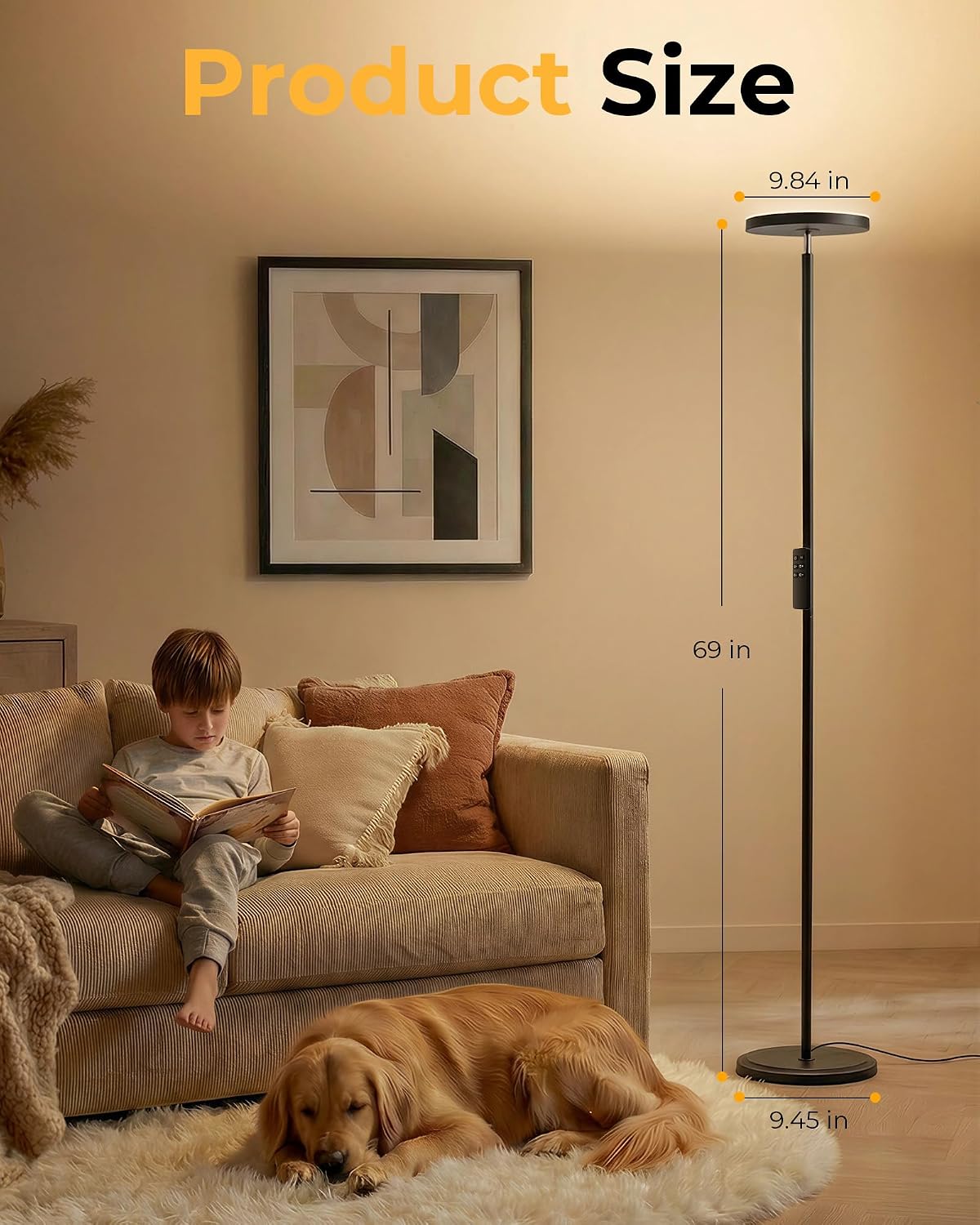 Floor Lamps for Living Room, 69" Tall LED Lamp, 2800LM Standing Lamp Remote & Foot Switch with 1H Timer, 2700-6500K Stepless Dimmable…