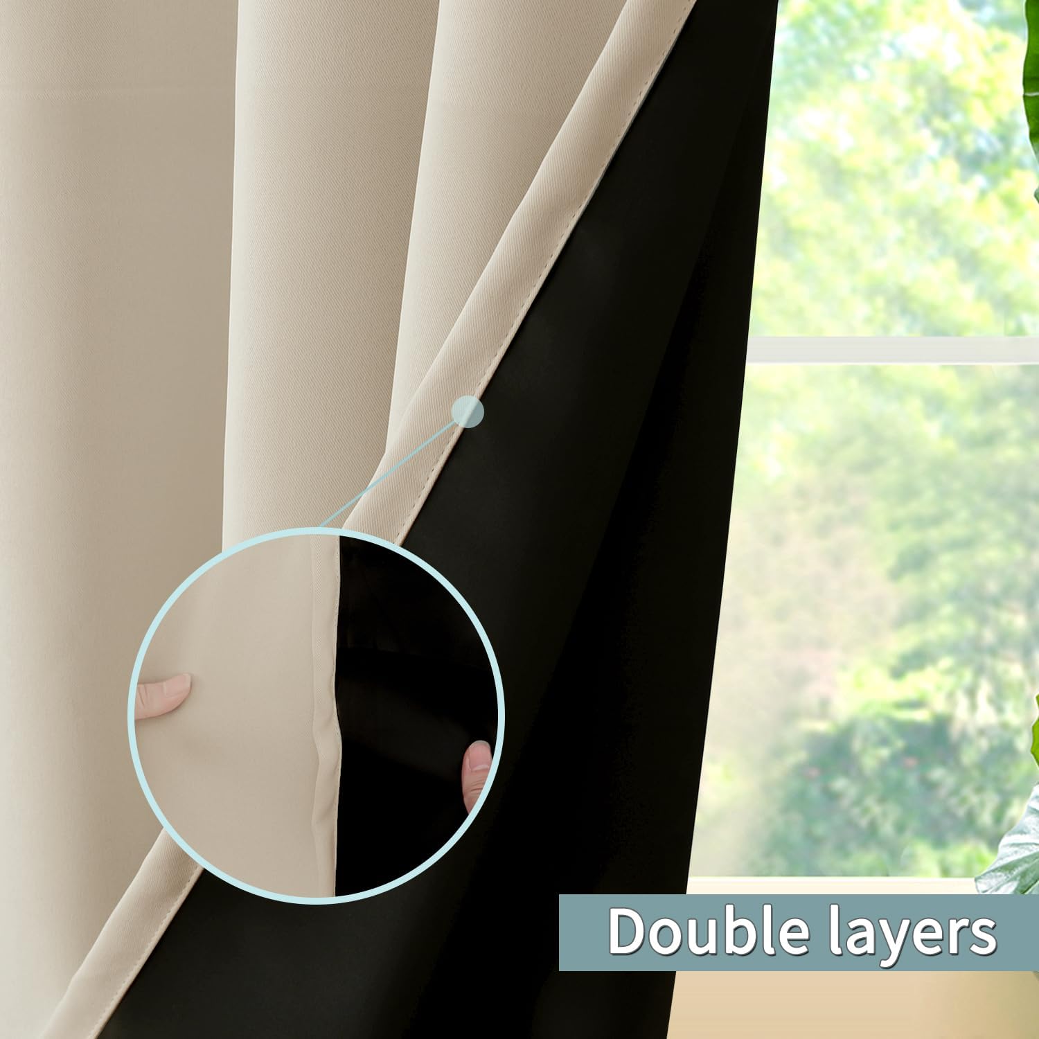 BGment Champagne Blackout Curtains for Bedroom 63 Inch Length, Thermal Insulated Full Room Darkening Soundproof Window Curtains Drapes…