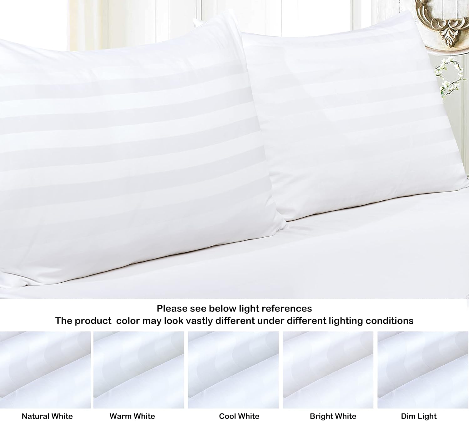 ShunjieHome Pillow Protector Standard Size 100% Egyptian Cotton Pillow Covers, 400 Thread Count Sateen Weave Cooling Pillow Cases with Zipp…