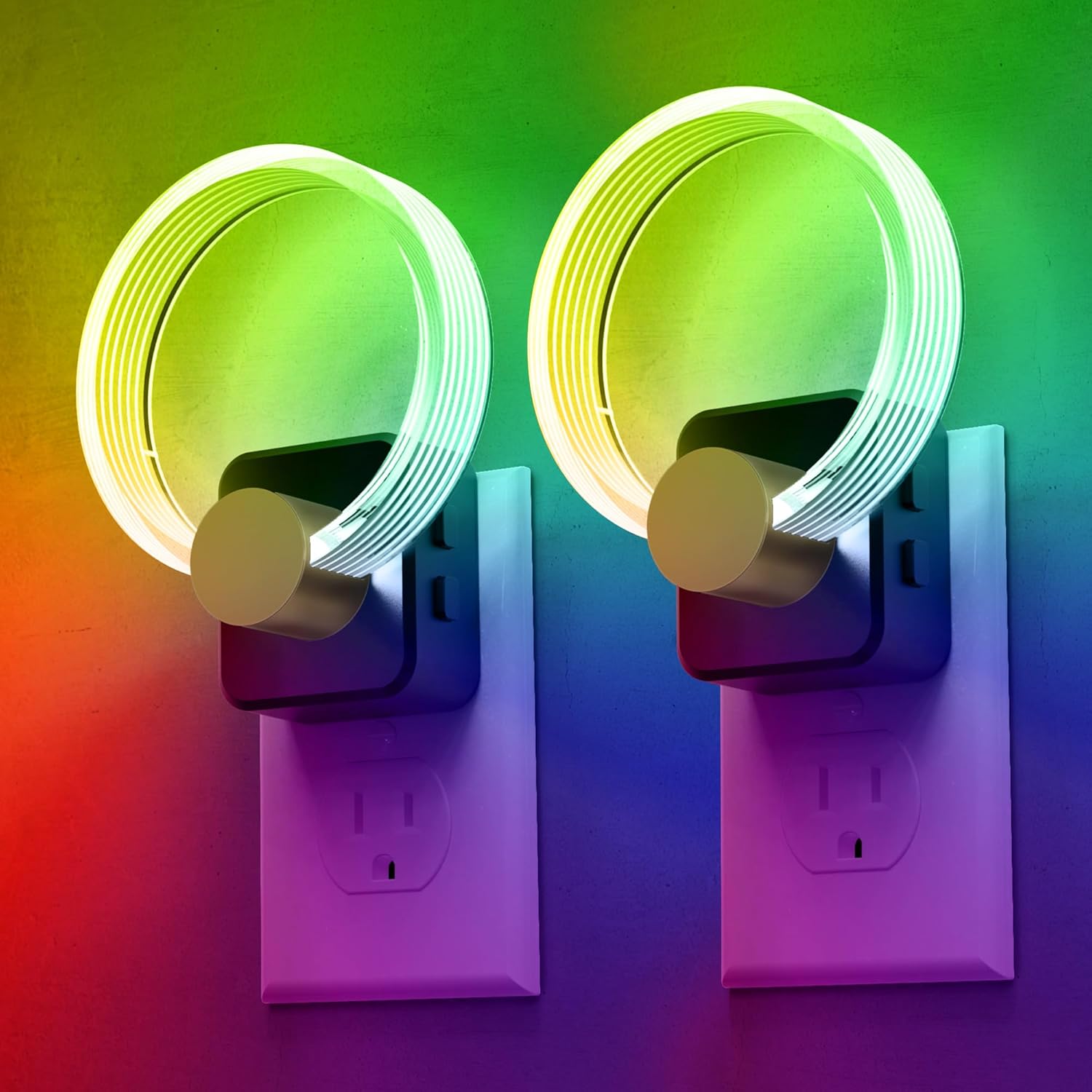 L LOHAS LED Night Lights Plug into Wall, Changing RGB Night Light with Dusk to Dawn Sensor, 180° Rotatable Acrylic Nightlight Plug in…