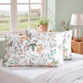 Bedorm Queen Size Pillow Cases Set 100% Cotton Pillow Covers 2 Pieces Yellow Flower Botanical Print Floral Pillow Case with Pocket Closure…