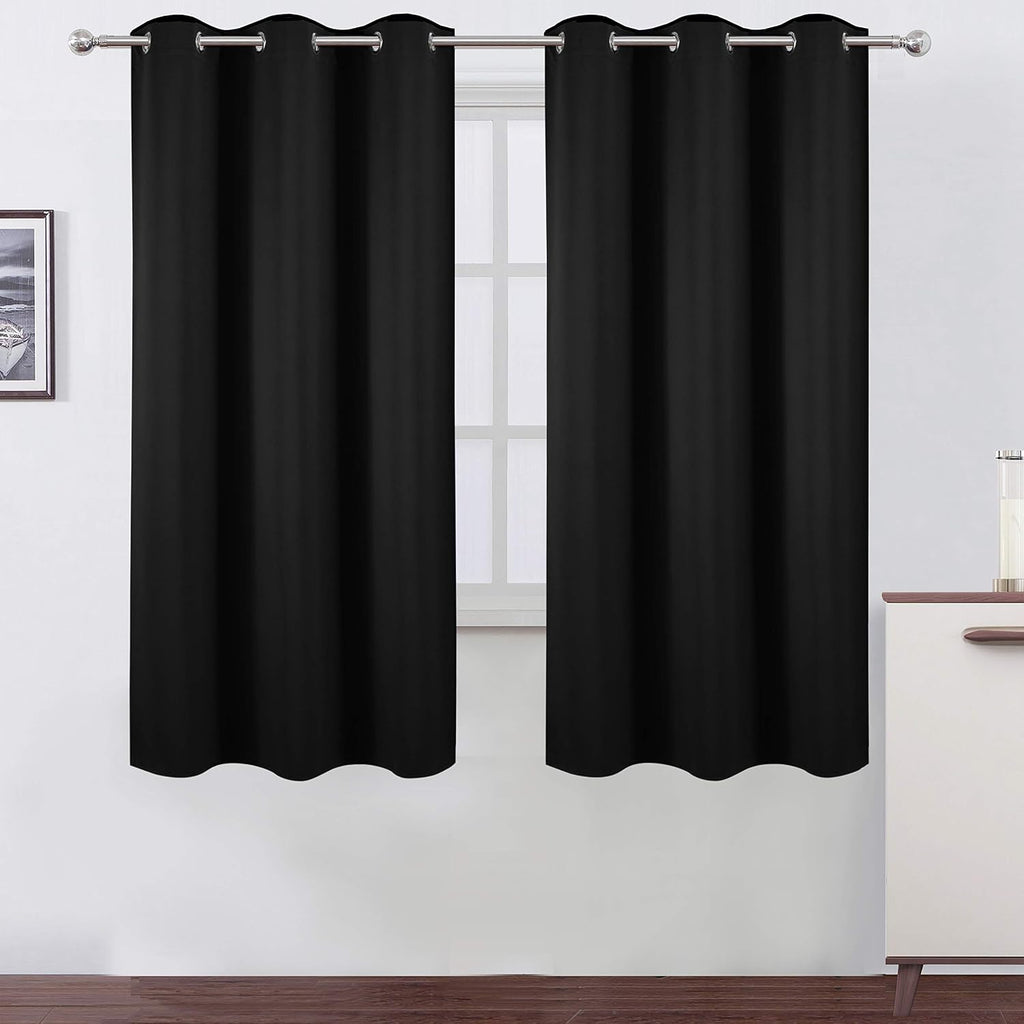 Lemomo Black Blackout Curtains 40 x 63 Inch Length/Set of 2 Curtain Panels/Thermal Insulated Room Darkening Blackout Curtains for Bedroom 6…