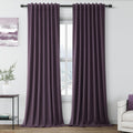 Nanspring Plum 100% Blackout Linen Curtains 108 Inches Long for Bedroom Back Tab Thermal Insulated Luxury Modern Boho Decor Black Out Curta…