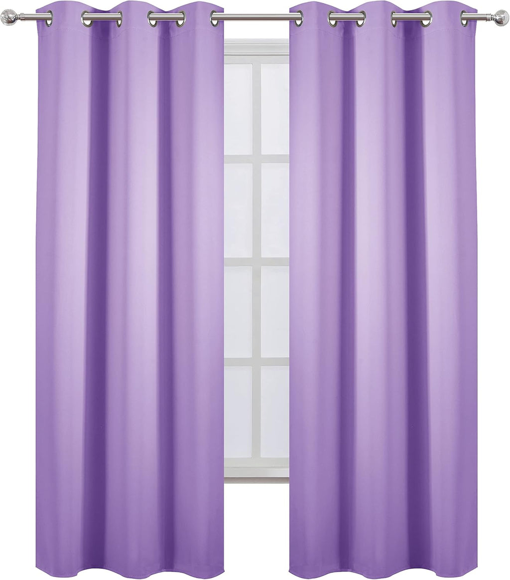 Lemomo Blackout Curtains 38 x 84 inch/Lavender Curtains Set of 2 Panels/Thermal Insulated Room Darkening Bedroom Curtains 84 inch silver