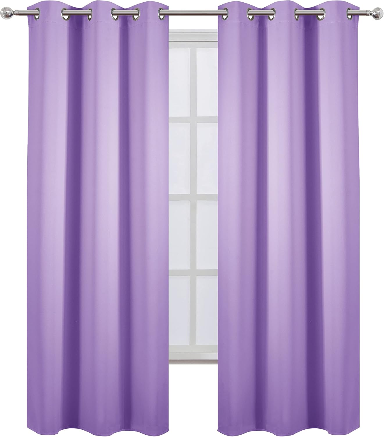 Lemomo Blackout Curtains 38 x 84 inch/Lavender Curtains Set of 2 Panels/Thermal Insulated Room Darkening Bedroom Curtains 84 inch silver