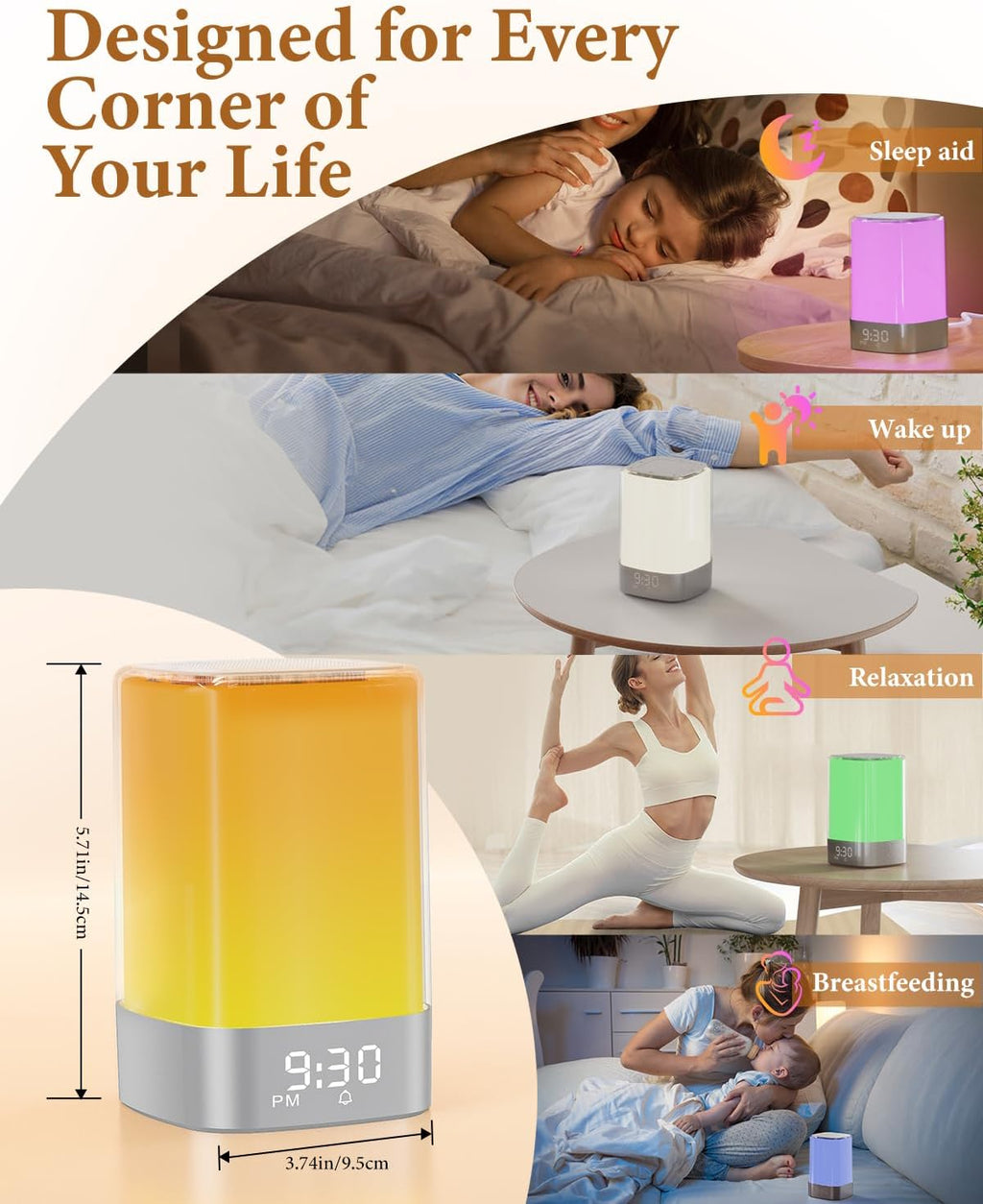 Sound Machine Alarm Clocks for Bedroom with 32 Soothing Sounds, White Noise Machine for Baby & Adults Sleep, Bluetooth Speaker & Night…